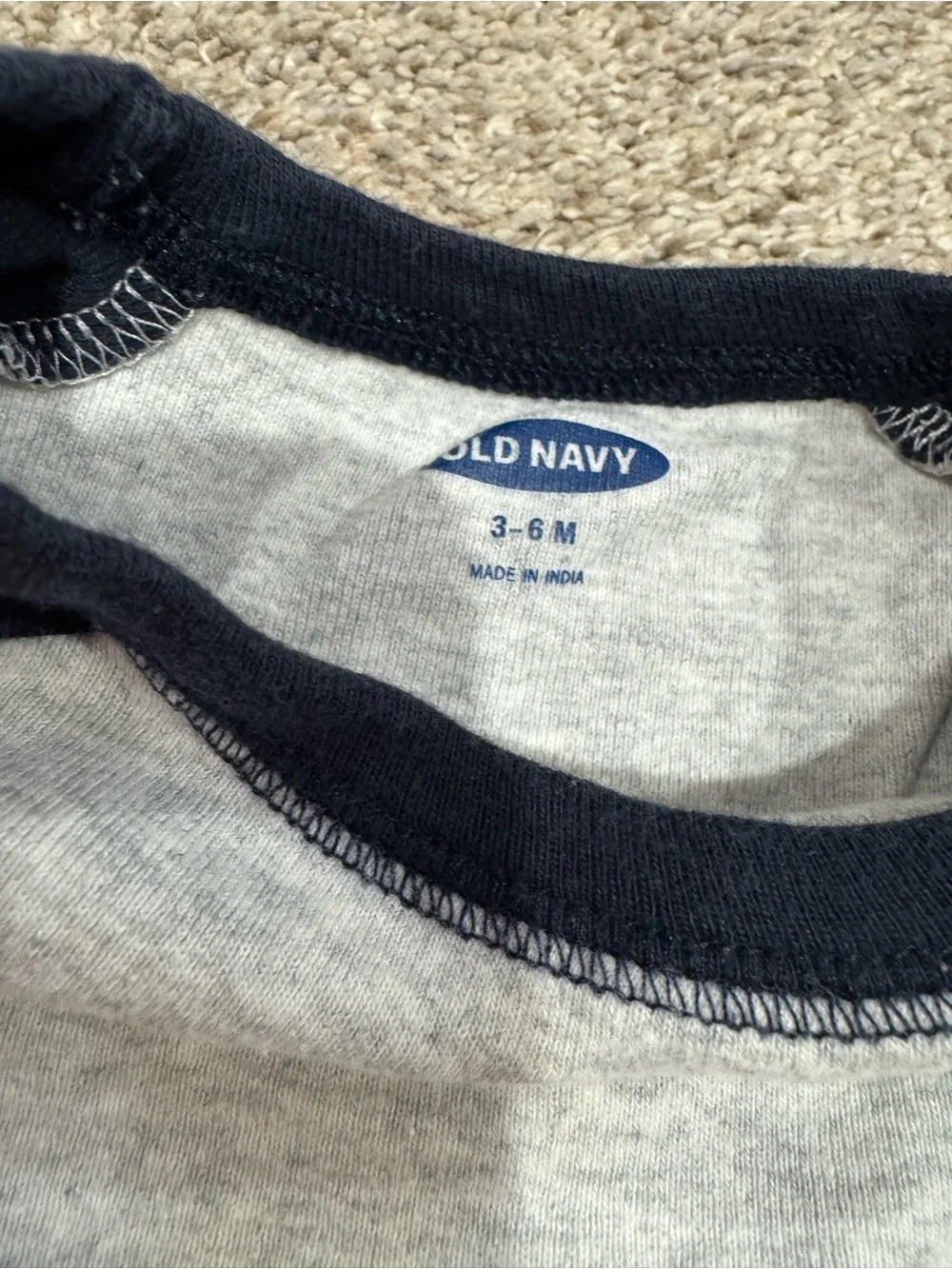 Old Navy Heather Gray Top with Navy Trim & Baby Gap Pants Set
